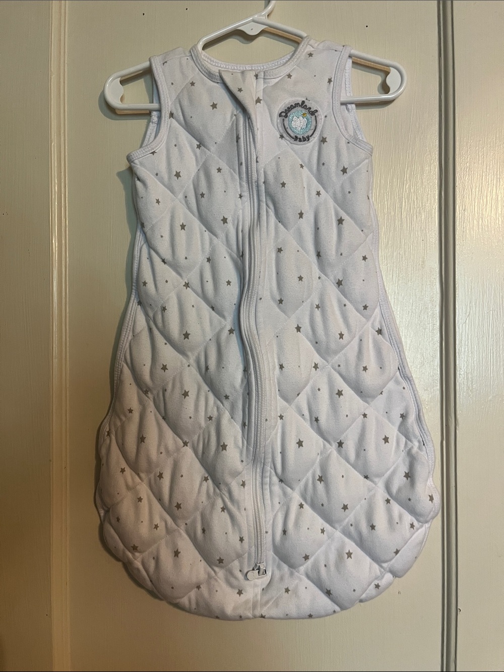 Baby Sleep Sack Pajama - White with Gray Stars